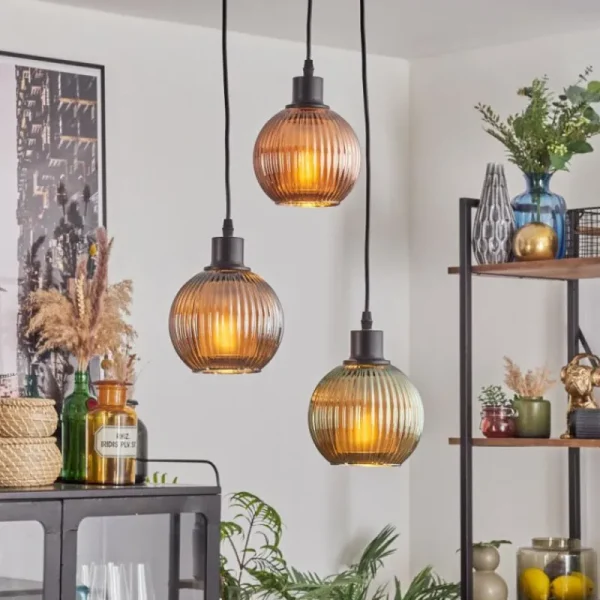 hofstein Mo Suspension Bleu, Vert, Cuivré, 3 lumières* Lampes Modernes