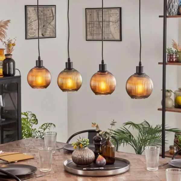 hofstein Mo Suspension Bleu, Vert, Cuivré, 4 lumières* Lampes Modernes