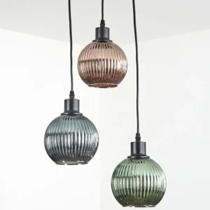 hofstein Mo Suspension Bleu, Vert, Cuivré, 3 lumières* Lampes Modernes
