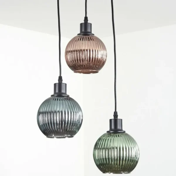 hofstein Mo Suspension Bleu, Vert, Cuivré, 3 lumières* Lampes Modernes