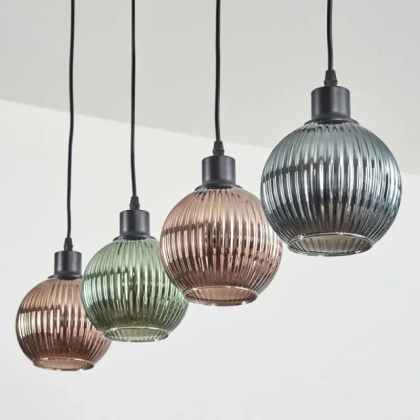 hofstein Mo Suspension Bleu, Vert, Cuivré, 4 lumières* Lampes Modernes