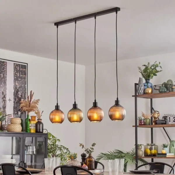 hofstein Mo Suspension Bleu, Vert, Cuivré, 4 lumières* Lampes Modernes