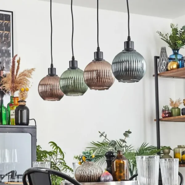 hofstein Mo Suspension Bleu, Vert, Cuivré, 4 lumières* Lampes Modernes