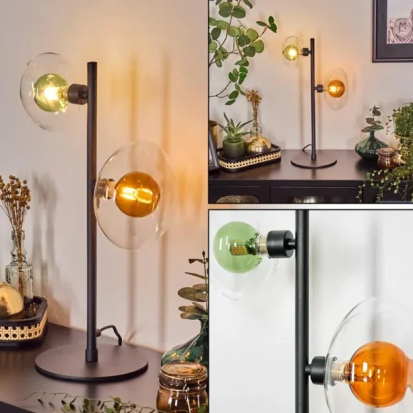 hofstein Monsul Lampe à poser Noir, 2 lumières* Lampes En Verre