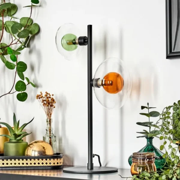 hofstein Monsul Lampe à poser Noir, 2 lumières* Lampes En Verre