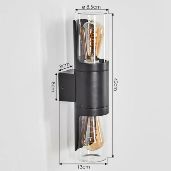 hofstein Morbak Lampe murale d´extérieur, Luminaire Up & Down Noir, 2 lumières* Lampes Modernes