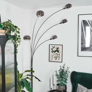hofstein Nikkala Lampadaire Chrome, Blanc, 5 lumières* Lampes Modernes