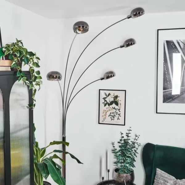 hofstein Nikkala Lampadaire Chrome, Blanc, 5 lumières* Lampes Modernes