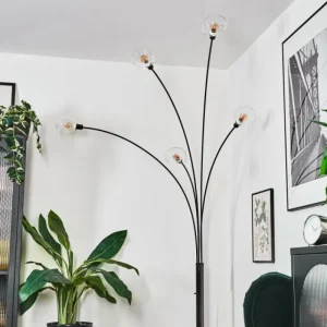 hofstein Nikkala Lampadaire Chrome, Noir, 5 lumières* Lampes En Verre