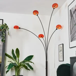 hofstein Nikkala Lampadaire Chrome, Noir, 5 lumières* Lampes En Verre