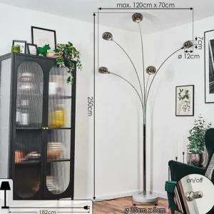 hofstein Nikkala Lampadaire Chrome, Blanc, 5 lumières* Lampes Modernes