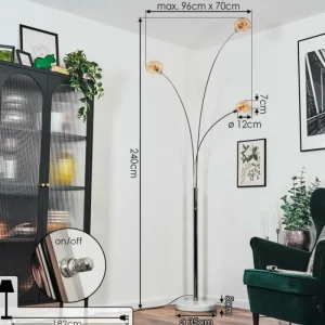 hofstein Nikkala Lampadaire Chrome, Blanc, 3 lumières* Lampes En Verre