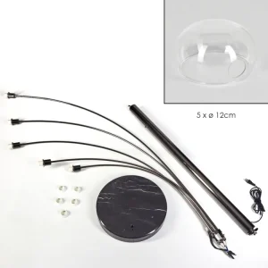 hofstein Nikkala Lampadaire Chrome, Noir, 5 lumières* Lampes En Verre
