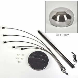 hofstein Nikkala Lampadaire Chrome, Noir, 5 lumières* Lampes Modernes