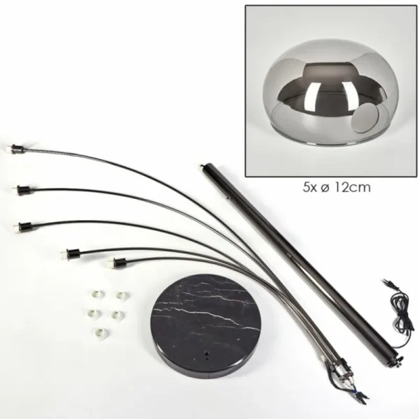 hofstein Nikkala Lampadaire Chrome, Noir, 5 lumières* Lampes Modernes