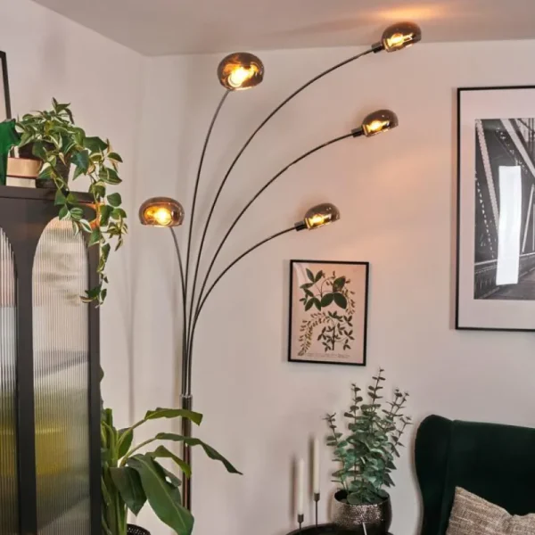 hofstein Nikkala Lampadaire Chrome, Blanc, 5 lumières* Lampes Modernes