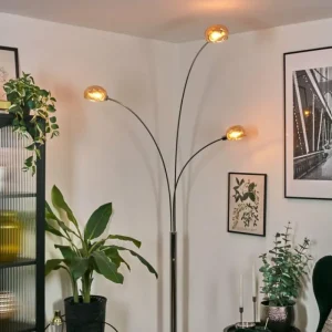 hofstein Nikkala Lampadaire Chrome, Blanc, 3 lumières* Lampes En Verre