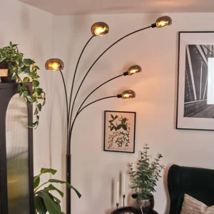 hofstein Nikkala Lampadaire Chrome, Noir, 5 lumières* Lampes Modernes