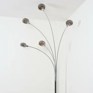 hofstein Nikkala Lampadaire Chrome, Blanc, 5 lumières* Lampes Modernes