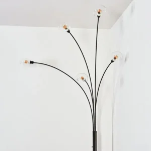 hofstein Nikkala Lampadaire Chrome, Noir, 5 lumières* Lampes En Verre