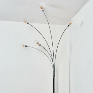 hofstein Nikkala Lampadaire Chrome, Blanc, 5 lumières* Lampes En Verre