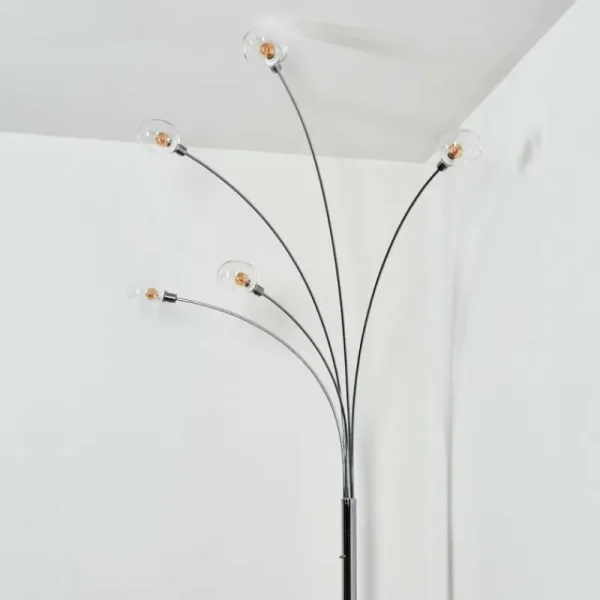 hofstein Nikkala Lampadaire Chrome, Blanc, 5 lumières* Lampes En Verre