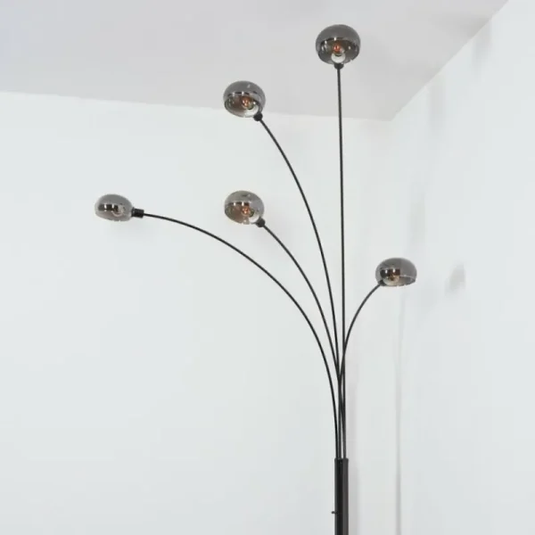 hofstein Nikkala Lampadaire Chrome, Noir, 5 lumières* Lampes Modernes