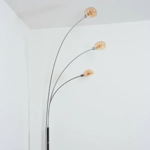 hofstein Nikkala Lampadaire Chrome, Blanc, 3 lumières* Lampes En Verre