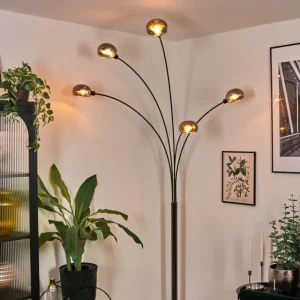 hofstein Nikkala Lampadaire Chrome, Noir, 5 lumières* Lampes Modernes