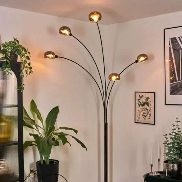 hofstein Nikkala Lampadaire Chrome, Noir, 5 lumières* Lampes Modernes