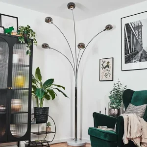 hofstein Nikkala Lampadaire Chrome, Blanc, 5 lumières* Lampes Modernes