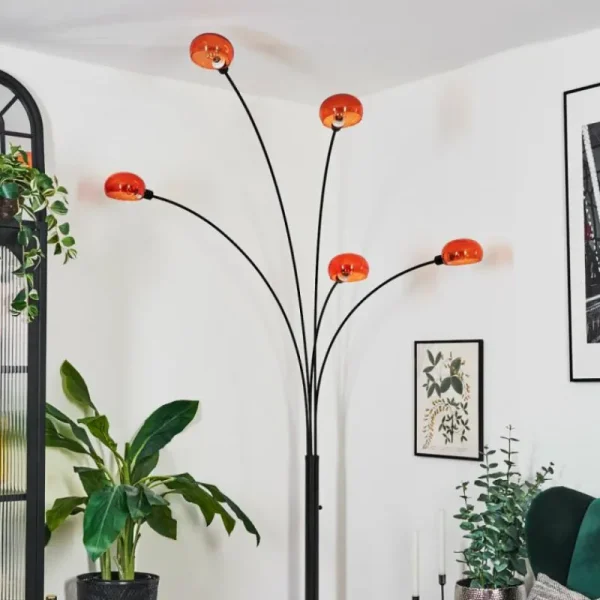 hofstein Nikkala Lampadaire Noir, 5 lumières* Lampes En Verre