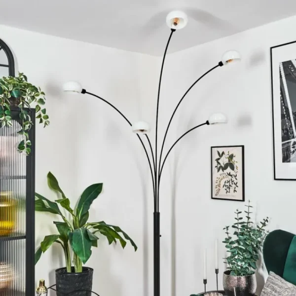 hofstein Nikkala Lampadaire Noir, 5 lumières* Lampes En Verre