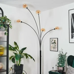 hofstein Nikkala Lampadaire Noir, 5 lumières* Lampes En Verre