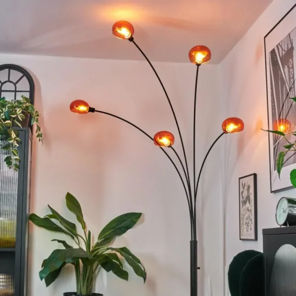 hofstein Nikkala Lampadaire Noir, 5 lumières* Lampes En Verre