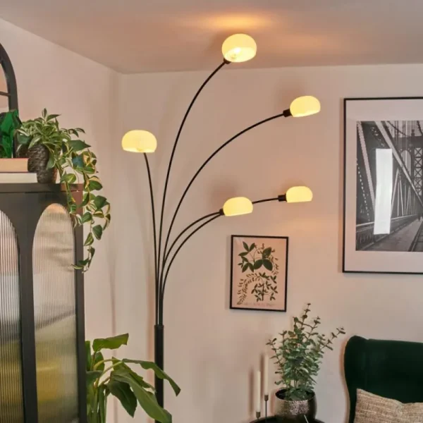 hofstein Nikkala Lampadaire Noir, 5 lumières* Lampes En Verre