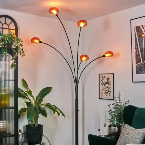 hofstein Nikkala Lampadaire Noir, 5 lumières* Lampes En Verre