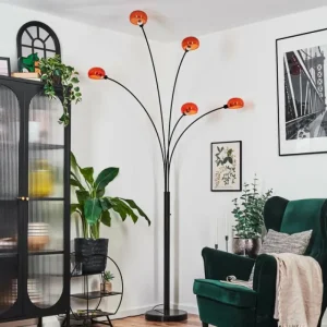 hofstein Nikkala Lampadaire Noir, 5 lumières* Lampes En Verre
