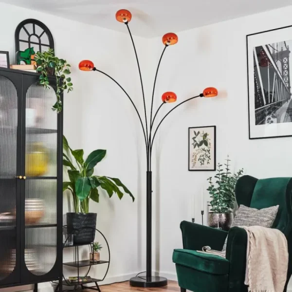 hofstein Nikkala Lampadaire Noir, 5 lumières* Lampes En Verre