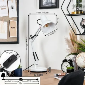 hofstein Nurmasuando Lampe à poser, Liseuse Noir, Blanc, 1 lumière* Lampes Modernes
