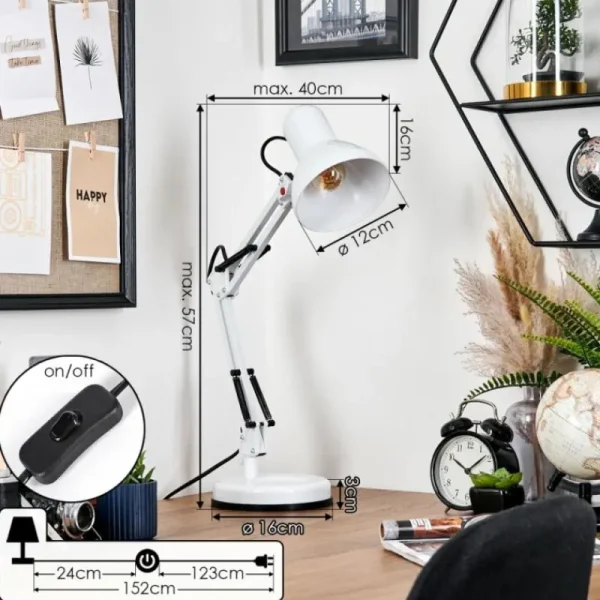 hofstein Nurmasuando Lampe à poser, Liseuse Noir, Blanc, 1 lumière* Lampes Modernes