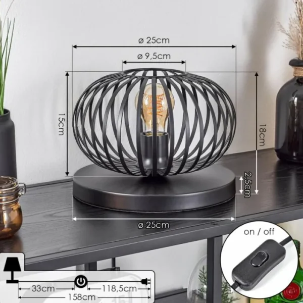 hofstein Oravi Lampe à poser Noir, 1 lumière* Lampes Modernes