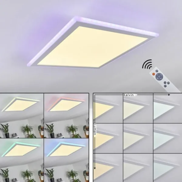 hofstein Panneau LED Mota Blanc, 1 lumière, Télécommandes, Changeur de couleurs* Lampes Modernes