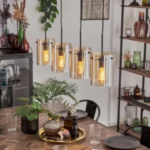 hofstein Parane Suspension Ambre, 4 lumières* Lampes En Verre