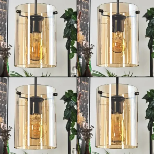 hofstein Parane Suspension Ambre, 4 lumières* Lampes En Verre