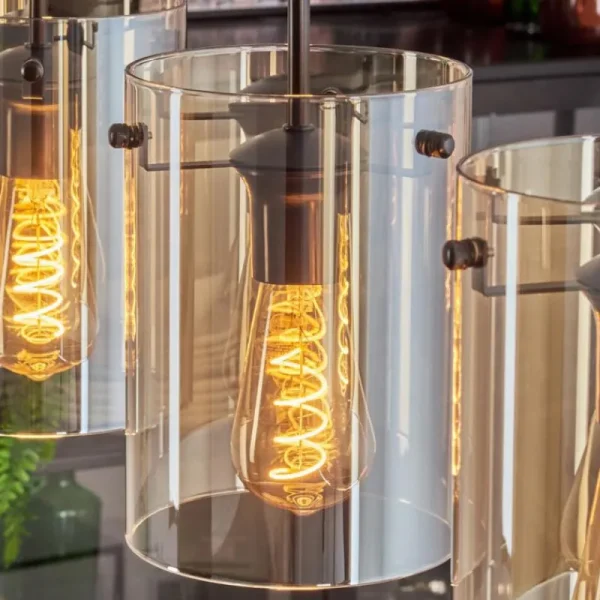 hofstein Parane Suspension Ambre, 4 lumières* Lampes En Verre