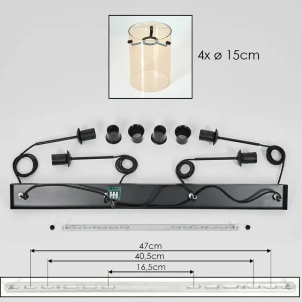 hofstein Parane Suspension Ambre, 4 lumières* Lampes En Verre