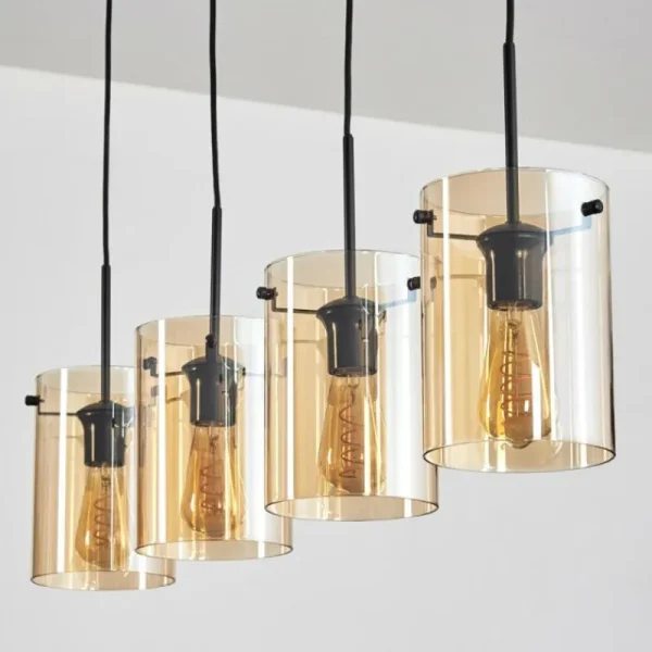 hofstein Parane Suspension Ambre, 4 lumières* Lampes En Verre
