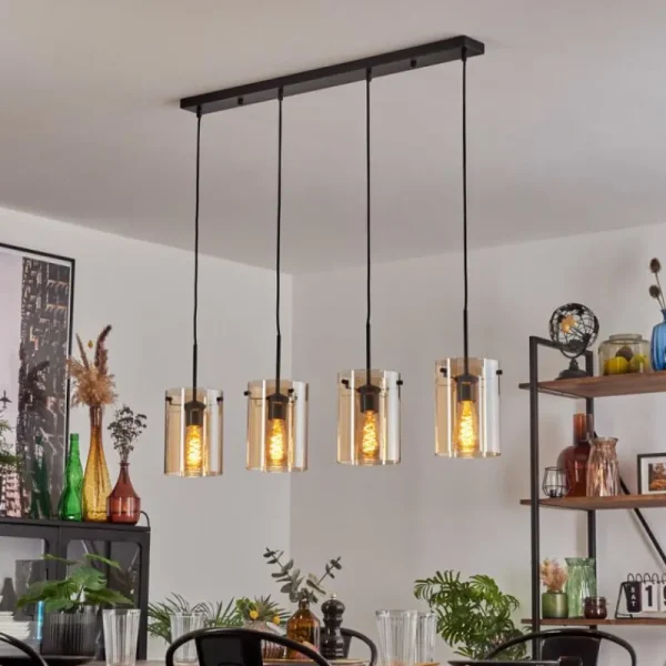 hofstein Parane Suspension Ambre, 4 lumières* Lampes En Verre