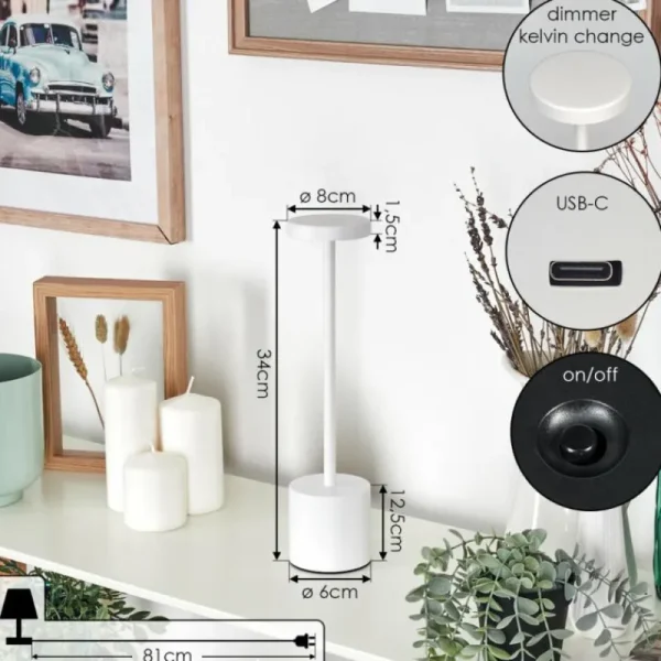 hofstein Parel Lampe à poser LED Blanc, 1 lumière* Lampes Modernes